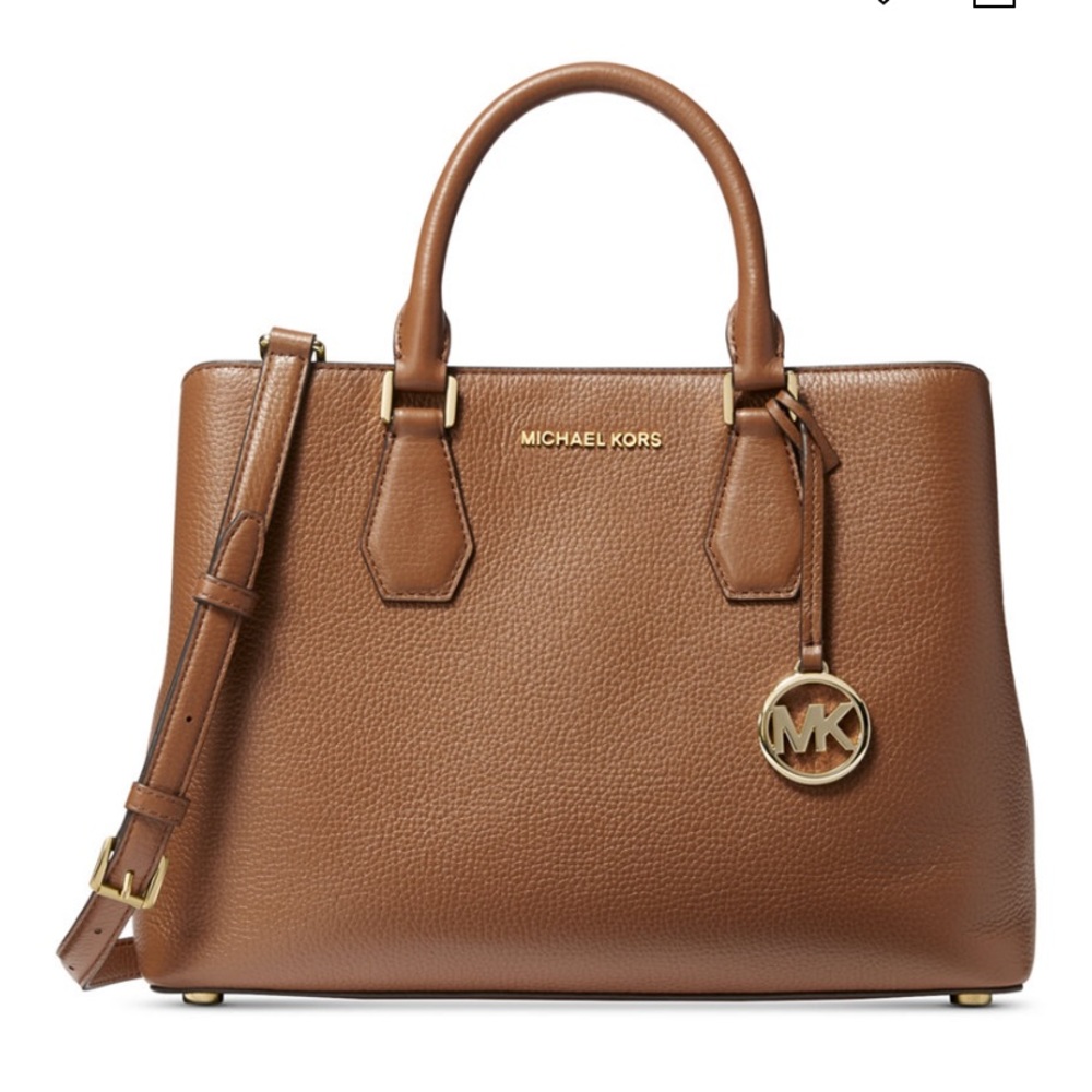 Michael Kors Brown Leather Satchel with Gold Hardware